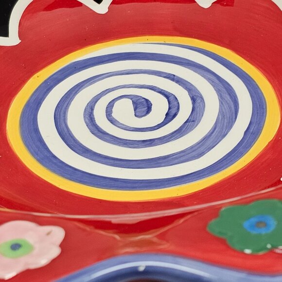 Nicole Engblom Artist Colorful Whimsical Ceramic Flower Bowl Decor Display Art - Picture 7 of 10